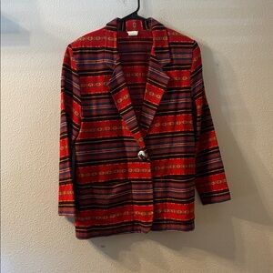 Morning Glory Western Red and Black Striped Blazer